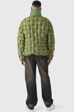 boohooMAN Tall Contrast Hand Weft Padded Puffer Jacket In | UK| Coats & Jackets