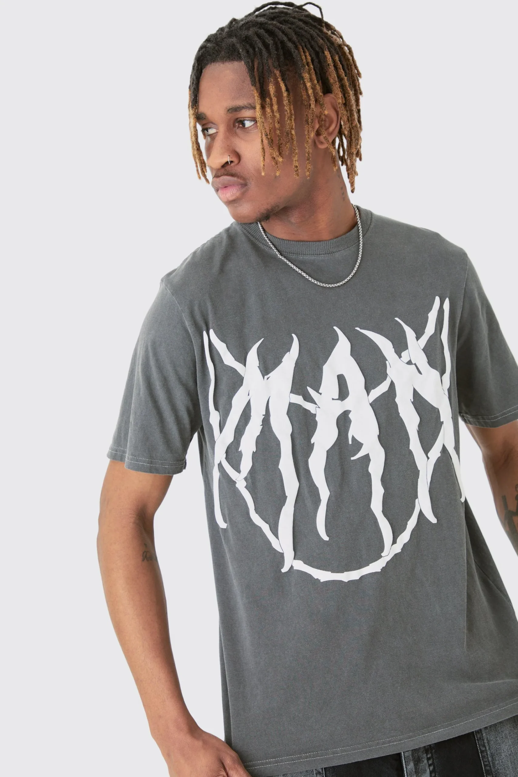 Tall Core Man Chain Puff Print T-shirt In | UK^boohooMAN New