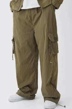 boohooMAN Tall Crinkle Nylon Cargo Parachute Trousers In | UK| Trousers