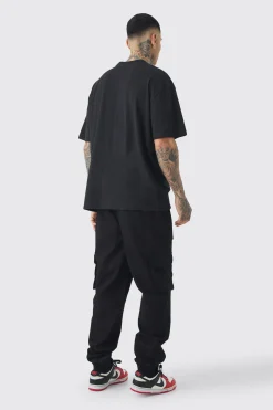 boohooMAN Tall Cuffed Hem Woven Tab Cargo Trousers In | UK| Trousers|Cargos