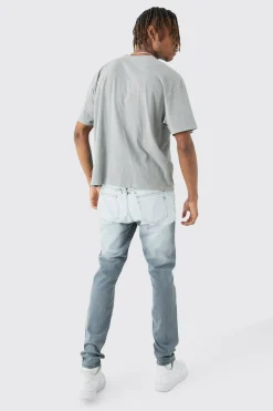 boohooMAN Tall Stretch Skinny Paint Effect Jean | UK| Trousers|Jeans