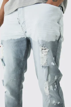 boohooMAN Tall Stretch Skinny Paint Effect Jean | UK| Trousers|Jeans
