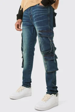 boohooMAN Tall Stretch Skinny Cargo Pocket Detail Jean | UK| Jeans