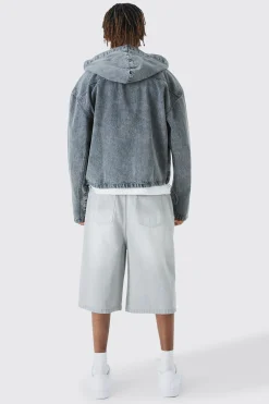 boohooMAN Tall Denim Acid Wash Hoodie | UK| Hoodies & Sweatshirts