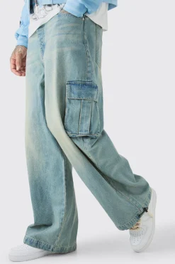 boohooMAN Tall Denim Cargo Parachute Jean | UK| Trousers|Jeans