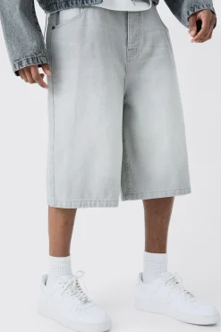boohooMAN Tall Denim Jorts In Light Grey | UK| Trousers|Shorts