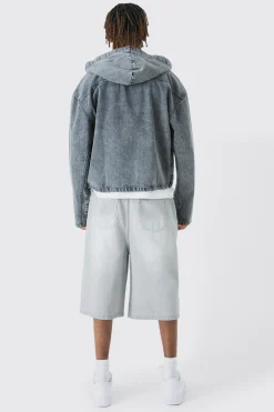 boohooMAN Tall Denim Jorts In Light Grey | UK| Trousers|Shorts