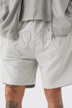 boohooMAN Tall Distressed Applique Loose Short In | UK| Shorts