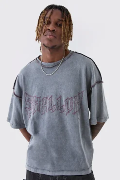 Tall Distressed Boxy Oversized T-shirt | UK^boohooMAN Sale