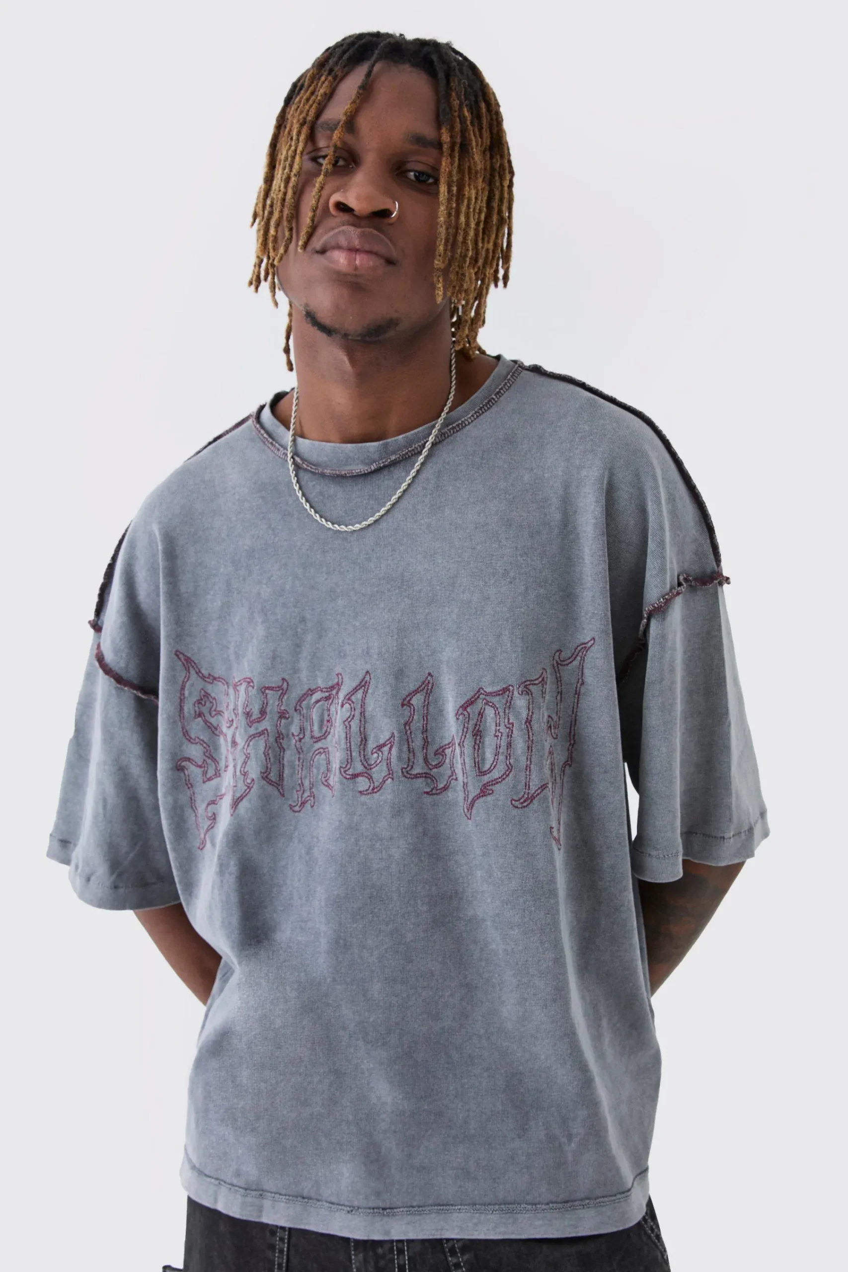 Tall Distressed Boxy Oversized T-shirt | UK^boohooMAN Sale