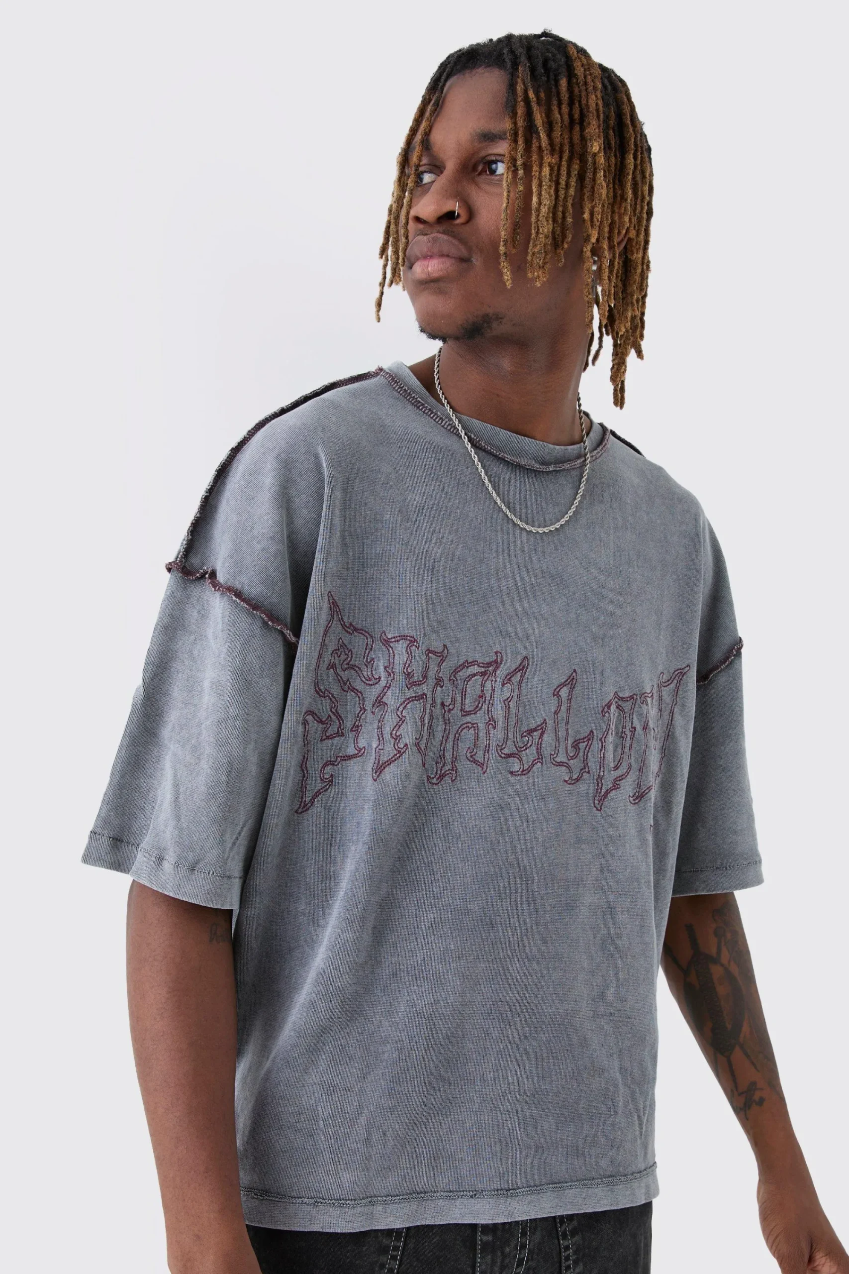 Tall Distressed Boxy Oversized T-shirt | UK^boohooMAN Sale