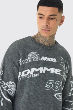 boohooMAN Tall Distressed Moto Crew Neck Jumper | UK| Knitwear