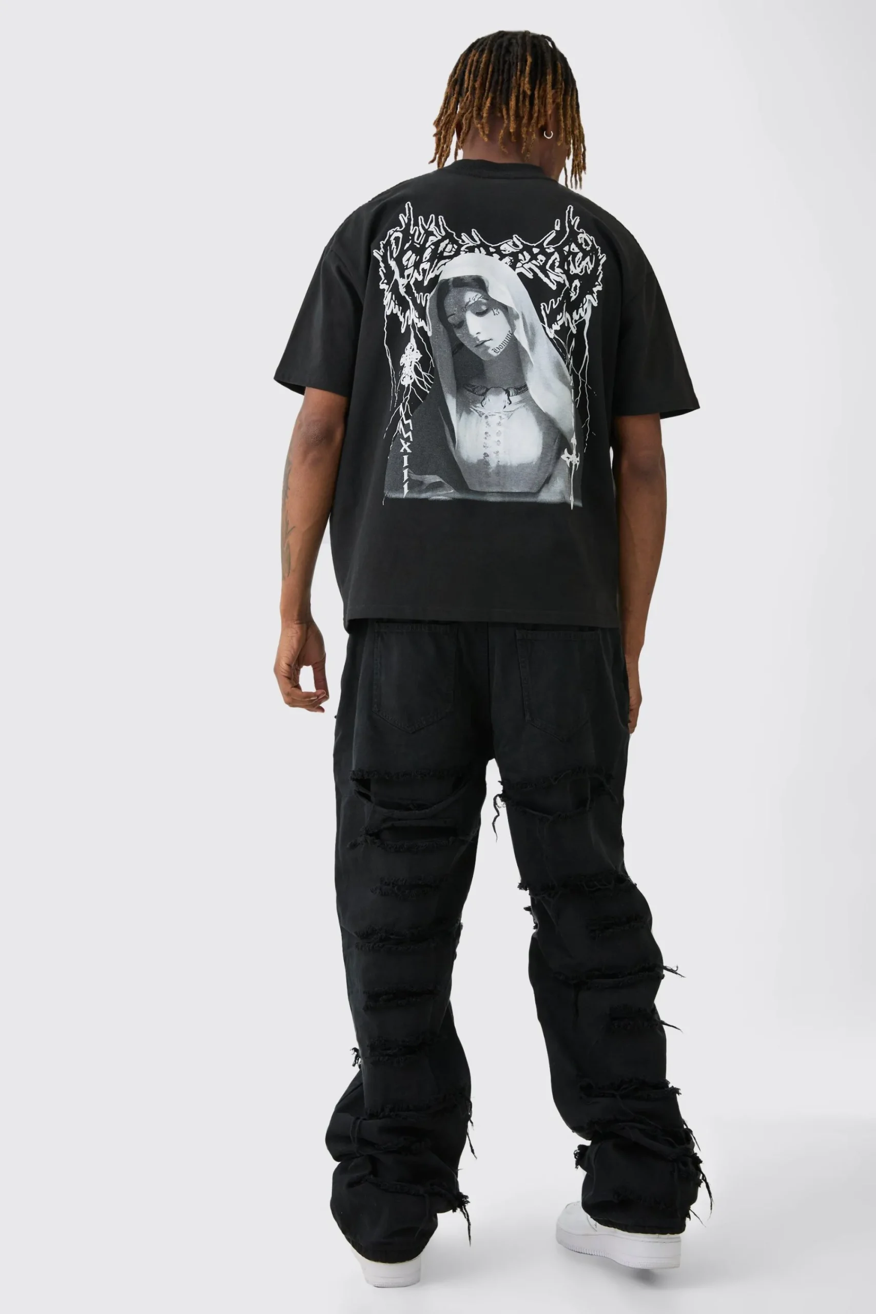 Tall Distressed Twill Overdyed Trouser In | UK^boohooMAN Online