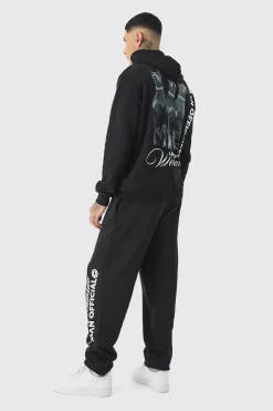 boohooMAN Tall Doberman Graphic Back Print Oversized Tracksuit | UK| Tracksuits
