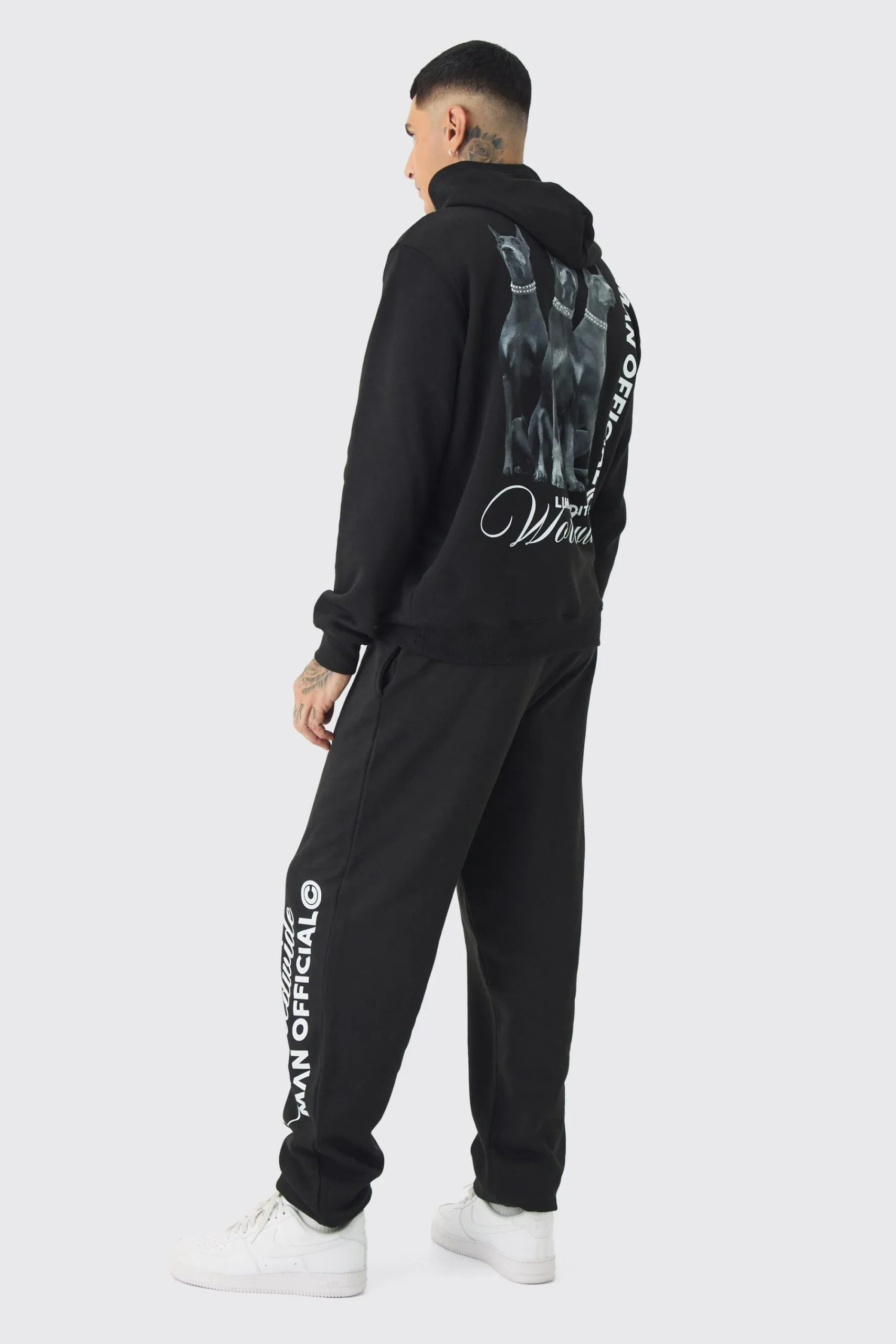 boohooMAN Tall Doberman Graphic Back Print Oversized Tracksuit | UK| Tracksuits