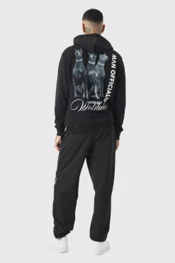 boohooMAN Tall Doberman Graphic Back Print Oversized Tracksuit | UK| Tracksuits