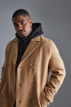 boohooMAN Tall Double Breasted Wool Look Overcoat In | UK| Coats & Jackets
