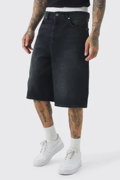 Tall Double Waist Band Denim Jorts In | UK^boohooMAN Online