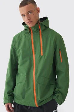 boohooMAN Tall Double Zip Hooded Windbreaker In | UK| Coats & Jackets