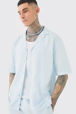 boohooMAN Tall Drop Revere Linen Shirt & Short Set In | UK| Sets & Co-Ords