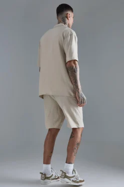 boohooMAN Tall Drop Revere Linen Shirt & Short Set In | UK| Sets & Co-Ords