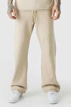 boohooMAN Tall EDITION Straight Ribbed Heavyweight Split Hem Jogger | UK| Trousers|Joggers