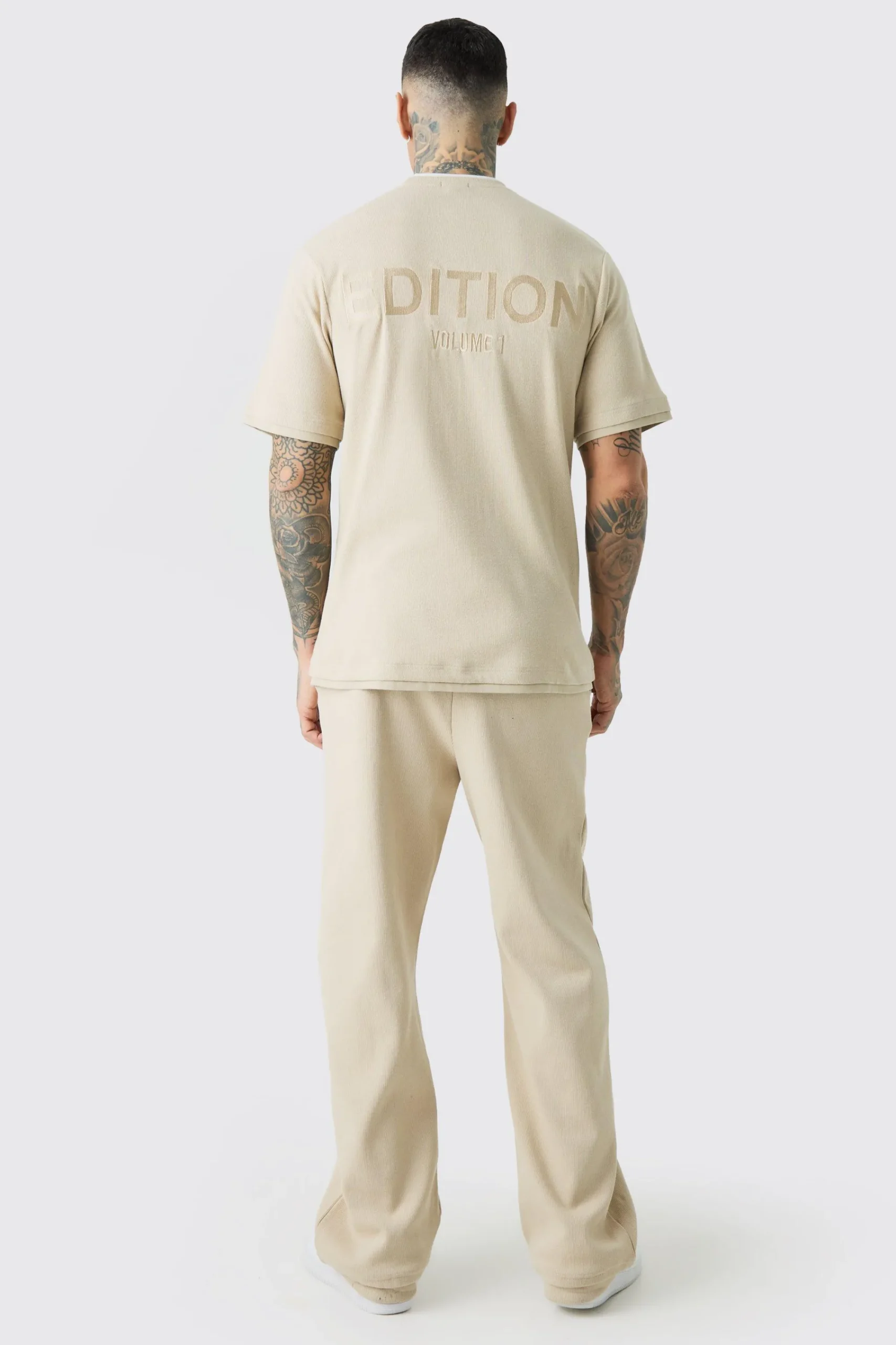 boohooMAN Tall EDITION Straight Ribbed Heavyweight Split Hem Jogger | UK| Trousers|Joggers