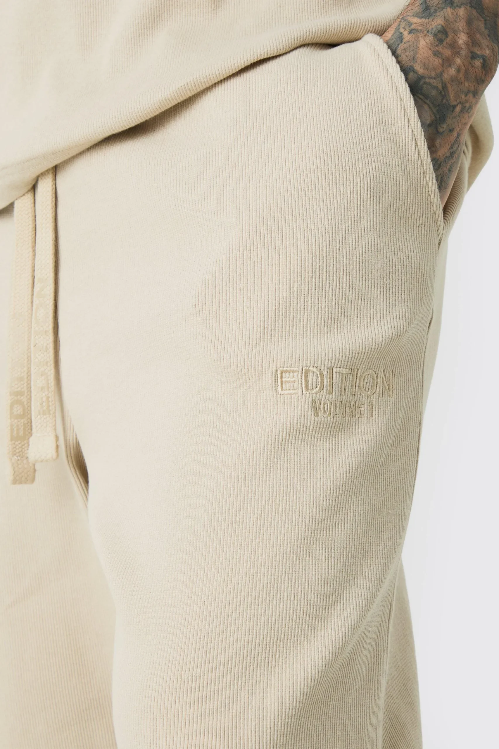 boohooMAN Tall EDITION Straight Ribbed Heavyweight Split Hem Jogger | UK| Trousers|Joggers