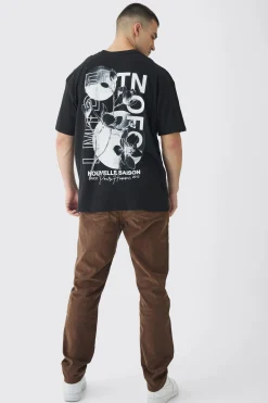Tall EDTN Floral Graphic Back Oversized Printed T-Shirt | UK^boohooMAN Online