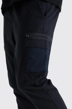 boohooMAN Tall Elastic Comfort Mesh Pocket Cargo Trouser | UK| Trousers|Cargos