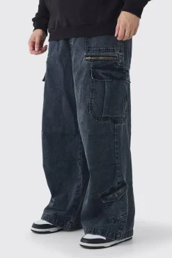 boohooMAN Tall Elasticated Waist Acid Wash Parachute Cargo Jeans | UK| Trousers|Jeans