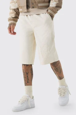 boohooMAN Tall Elasticated Waist Applique Jorts | UK| Shorts