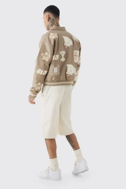 boohooMAN Tall Elasticated Waist Applique Jorts | UK| Shorts