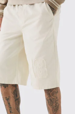 boohooMAN Tall Elasticated Waist Applique Jorts | UK| Shorts
