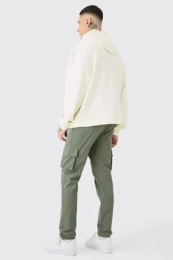 boohooMAN Tall Elasticated Waist Lightweight Stretch Skinny Cargo Trouser | UK| Trousers|Cargos