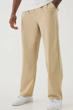 boohooMAN Tall Elasticated Waist Lightweight Technical Stretch Relaxed Cropped Trouser | UK| Trousers
