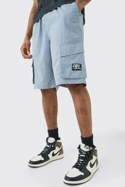 boohooMAN Tall Elasticated Waist Ofcl Nylon Cargo Short | UK| Shorts
