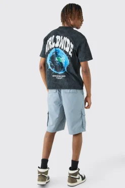 boohooMAN Tall Elasticated Waist Ofcl Nylon Cargo Short | UK| Shorts