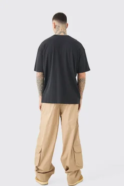 boohooMAN Tall Elasticated Waist Oversized Peached Cargo Trouser | UK| Trousers|Cargos