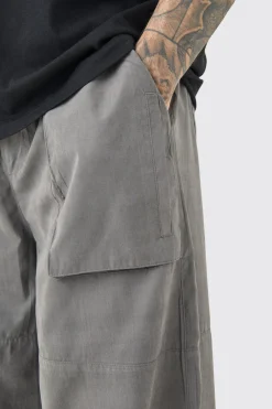 boohooMAN Tall Elasticated Waist Oversized Peached Cargo Trouser | UK| Trousers|Cargos