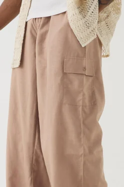boohooMAN Tall Elasticated Waist Oversized Linen Cargo Trouser In | UK| Trousers|Cargos