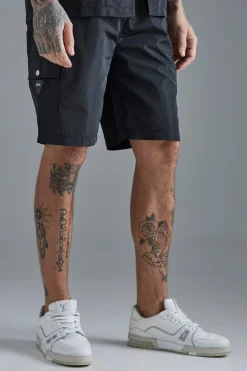 boohooMAN Tall Elasticated Waist Relaxed Nylon Man Cargo Short | UK| Shorts