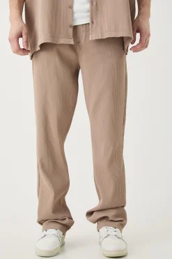 boohooMAN Tall Elasticated Waist Slim Flare Stacked Pleated Trouser | UK| Trousers