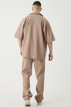 boohooMAN Tall Elasticated Waist Slim Flare Stacked Pleated Trouser | UK| Trousers