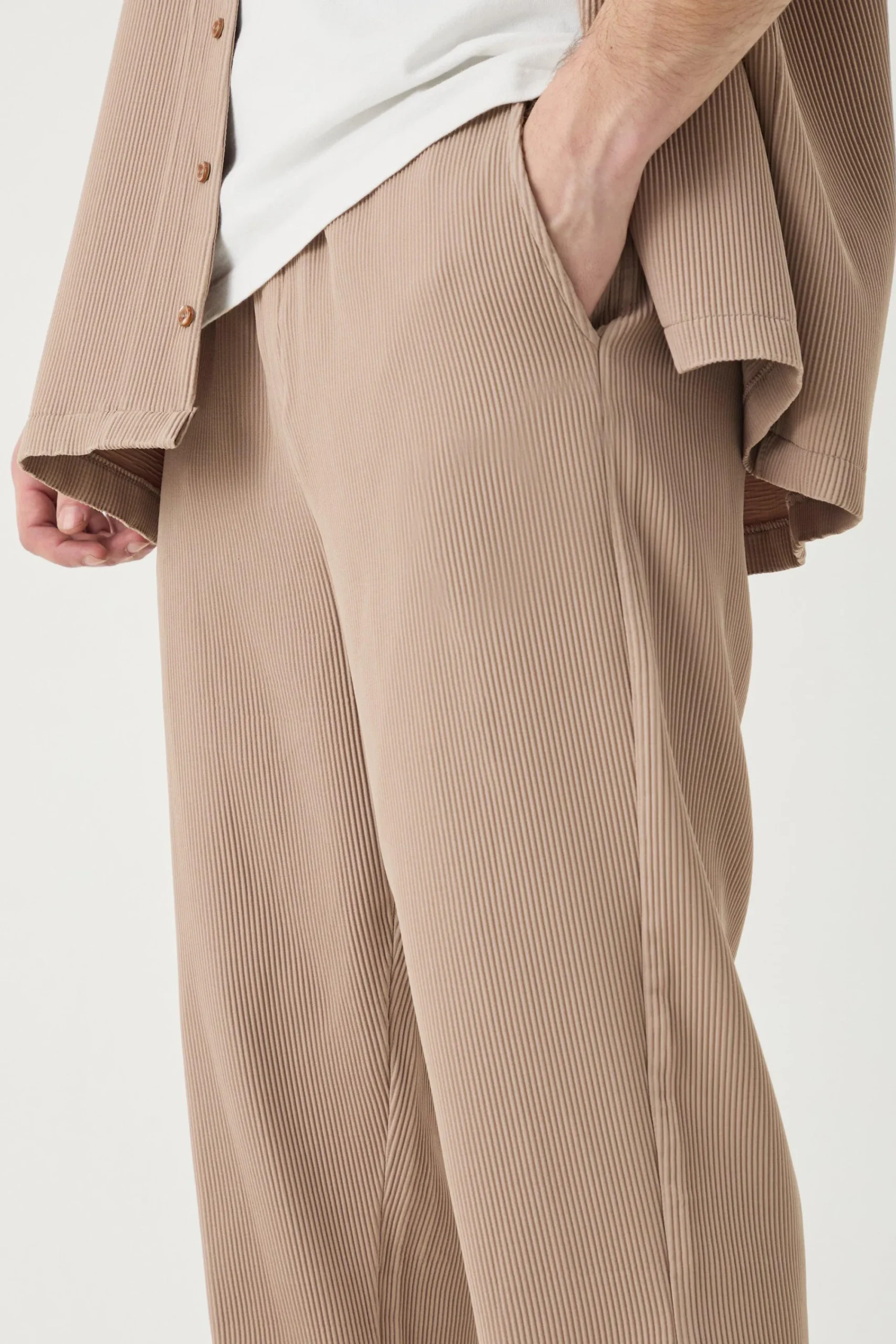 boohooMAN Tall Elasticated Waist Slim Flare Stacked Pleated Trouser | UK| Trousers