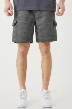 boohooMAN Tall Elasticated Waist Textured Cargo Short In | UK| Shorts