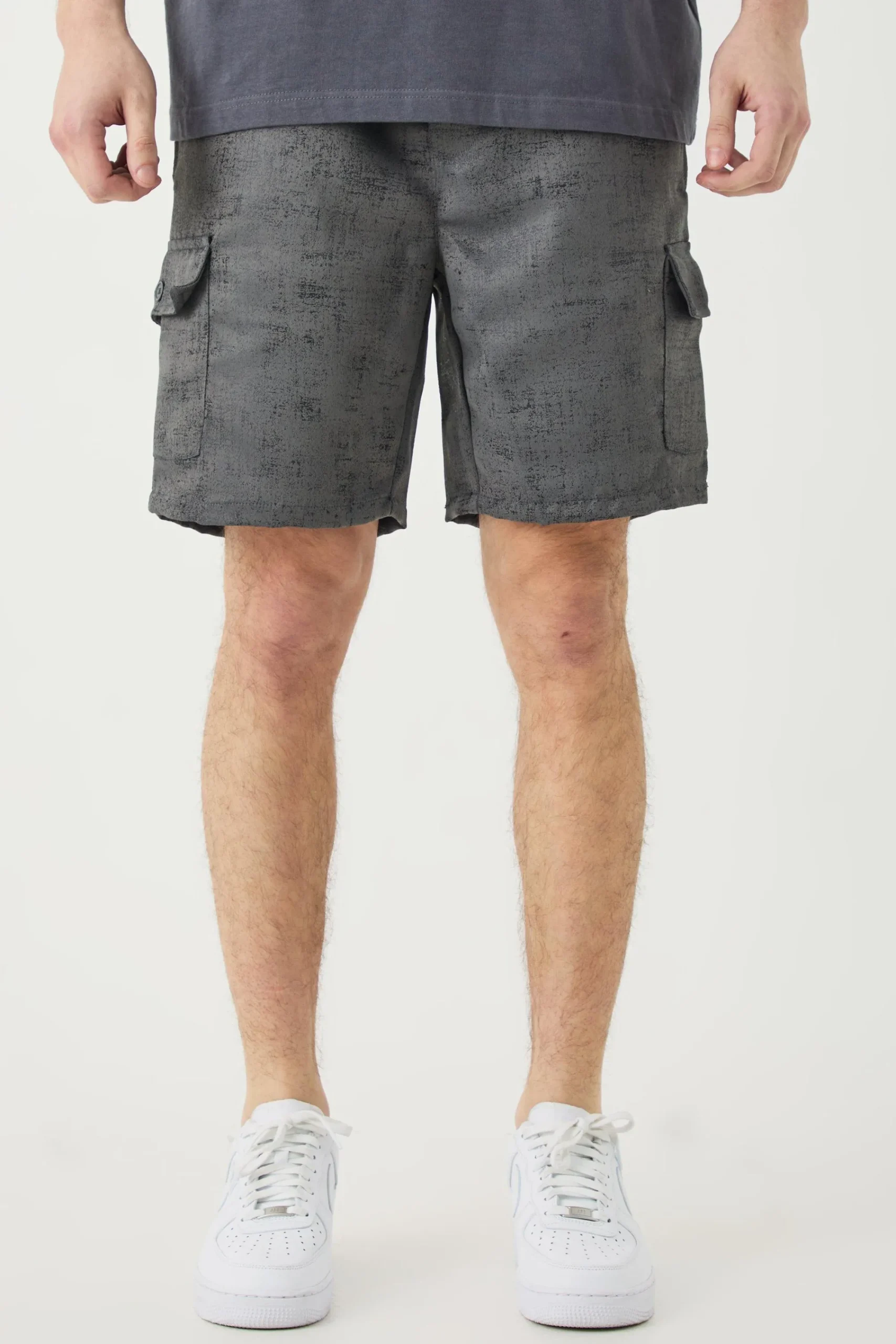 boohooMAN Tall Elasticated Waist Textured Cargo Short In | UK| Shorts