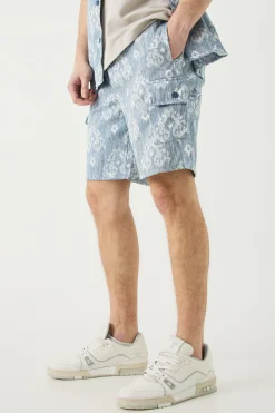 boohooMAN Tall Elasticated Waist Textured Cargo Short In | UK| Shorts