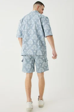 boohooMAN Tall Elasticated Waist Textured Cargo Short In | UK| Shorts