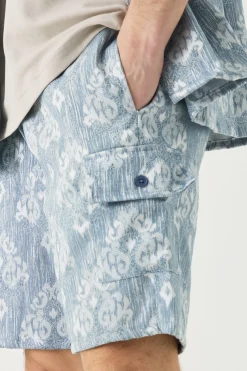 boohooMAN Tall Elasticated Waist Textured Cargo Short In | UK| Shorts